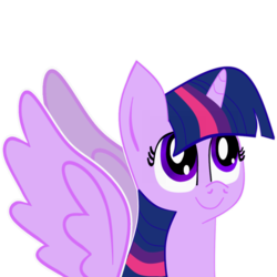 Size: 1250x1250 | Tagged: safe, artist:mlp-princesstwi, twilight sparkle, alicorn, pony, g4, female, mare, simple background, smiling, solo, spread wings, transparent background, twilight sparkle (alicorn)