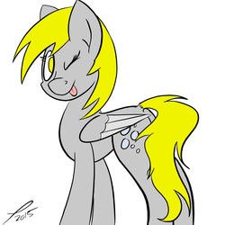 Size: 5000x5000 | Tagged: safe, artist:platenjack, derpy hooves, pegasus, pony, g4, absurd resolution, female, mare, simple background, solo, tongue out, wink