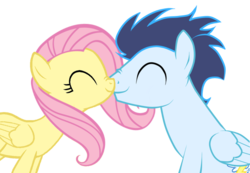 Size: 810x559 | Tagged: safe, artist:lunaticdawn, fluttershy, soarin', pony, g4, eyes closed, female, male, nuzzling, shipping, simple background, soarinshy, straight, transparent background