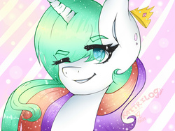 Size: 1600x1200 | Tagged: safe, artist:rainbowspeed, princess celestia, g4, female, grin, mare, one eye closed, smiling, solo, wink