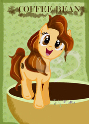 Size: 741x1036 | Tagged: safe, artist:bohgirl11, oc, oc only, oc:coffee bean, earth pony, pony, coffee, food, smiling