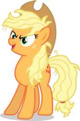 Size: 7000x10572 | Tagged: safe, artist:luckreza8, applejack, queen chrysalis, g4, the cutie re-mark, absurd resolution, alternate timeline, chrysalis resistance timeline, disguise, disguised changeling, fake applejack, female, loose hair, messy mane, simple background, solo, transparent background, vector