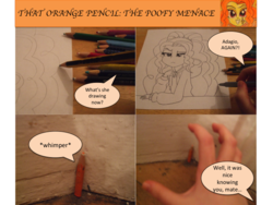 Size: 720x540 | Tagged: safe, artist:blazingdazzlingdusk, derpibooru exclusive, adagio dazzle, equestria girls, g4, my little pony equestria girls: rainbow rocks, comic, drawing, hand, meme, pencil, that orange pencil, traditional art, unamused
