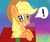 Size: 400x333 | Tagged: safe, artist:dashiekawaii145, applejack, earth pony, pony, g4, box, exclamation point, female, grin, obtrusive watermark, pony in a box, present, smiling, solo, speech bubble, watermark