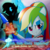 Size: 1080x1080 | Tagged: safe, artist:joeycrick, artist:magneticskye, artist:theshadowstone, rainbow dash, equestria girls, g4, my little pony equestria girls: rainbow rocks, album cover, bang camaro, guitar, guitar hero, music, musical instrument, ponied up, push push lady lightning, rhythm game