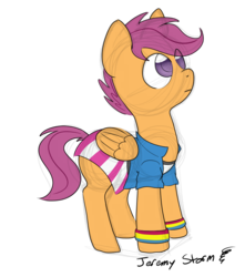 Size: 730x825 | Tagged: safe, artist:jeremystorm, scootaloo, g4, clothes, equestria girls outfit, female, simple background, solo, transparent background