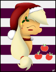 Size: 2050x2628 | Tagged: safe, artist:emerlees, applejack, g4, animated, blushing, christmas, christmas lights, cute, female, hat, high res, holly, profile, santa claus, santa hat, solo