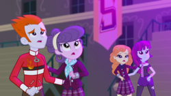 Size: 640x360 | Tagged: safe, screencap, heath burns, mystery mint, orange sherbette, suri polomare, equestria girls, g4, my little pony equestria girls: friendship games, background human, clothes, crystal prep academy uniform, crystal prep shadowbolts, female, implied twilight sparkle, school uniform, wondercolts