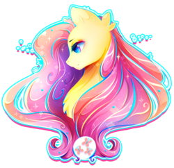 Size: 1710x1658 | Tagged: safe, artist:koveliana, fluttershy, g4, bust, chromatic aberration, color porn, colored pupils, female, looking down, profile, solo, sparkling