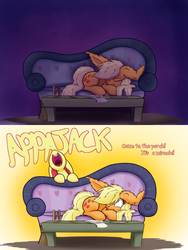 Size: 1280x1706 | Tagged: safe, artist:heir-of-rick, part of a set, apple bloom, applejack, daily apple pony, g4, abacus, comic, couch, crying, cute, dialogue, flashback, hatless, impossibly large ears, jackabetes, missing accessory, sleeping, uberfluffy, yelling, younger