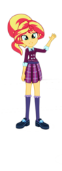 Size: 261x718 | Tagged: safe, artist:xebck, edit, sunset shimmer, equestria girls, g4, my little pony equestria girls: friendship games, alternate universe, clothes, clothes swap, crystal prep academy uniform, crystal prep shadowbolts, cute, female, ponytail, school uniform, shimmerbetes, shoes, simple background, skirt, socks, solo, transparent background, vector, waving