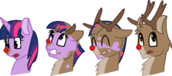 Size: 580x257 | Tagged: dead source, safe, artist:putoispepper, twilight sparkle, deer, pony, reindeer, unicorn, g4, character to character, christmas, female to male, pony to deer, red nose, rudolph the red nosed reindeer, rule 63, simple background, transformation, transformation sequence, transgender transformation, transparent background