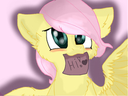 Size: 1024x768 | Tagged: safe, fluttershy, g4, blushing, bronybait, cute, female, mouth hold, shadow, shyabetes, simple background, solo