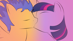 Size: 5511x3100 | Tagged: safe, artist:starblaze25, flash sentry, twilight sparkle, pegasus, pony, unicorn, g4, eyes closed, female, kiss on the lips, kissing, male, ship:flashlight, shipping, stallion, straight