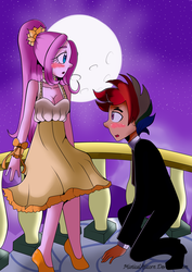 Size: 2507x3541 | Tagged: safe, artist:rainicornarts, artist:rainicornmagic, fluttershy, rainbow dash, human, g4, duo, female, half r63 shipping, high res, humanized, male, rainbow blitz, rule 63, ship:flutterblitz, ship:flutterdash, shipping, straight