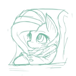 Size: 740x740 | Tagged: safe, artist:ntheping, fluttershy, g4, bored, female, looking away, sketch, solo