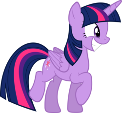Size: 6000x5561 | Tagged: safe, artist:slb94, twilight sparkle, alicorn, pony, g4, the hooffields and mccolts, absurd resolution, adorkable, big smile, cute, dork, excited, female, grin, mare, raised hoof, raised leg, simple background, smiling, solo, squee, transparent background, twiabetes, twilight sparkle (alicorn), vector