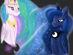 Size: 1024x768 | Tagged: safe, artist:xjunexfandomsx, princess celestia, princess luna, g4