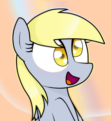 Size: 548x600 | Tagged: dead source, safe, artist:ultrard, derpy hooves, pegasus, pony, g4, bust, colored pupils, female, mare, open mouth, portrait, sitting, smiling, solo