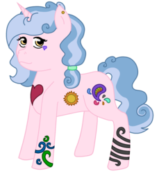 Size: 1024x1118 | Tagged: safe, artist:wolfcrestsox5x, oc, oc only, oc:dazzle, ear piercing, offspring, parent:pinkie pie, parent:pokey pierce, parents:pokeypie, piercing, solo, tattoo