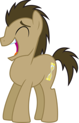 Size: 6000x9299 | Tagged: safe, artist:vectorizedunicorn, doctor whooves, time turner, earth pony, pony, call of the cutie, g4, .svg available, absurd resolution, eyes closed, laughing, male, simple background, smiling, solo, stallion, transparent background, vector