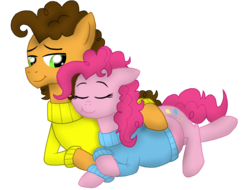 Size: 1024x777 | Tagged: safe, artist:crazynutbob, cheese sandwich, pinkie pie, g4, clothes, cuddling, female, male, preggy pie, pregnant, ship:cheesepie, shipping, snuggling, straight, sweater