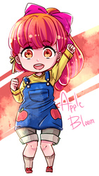 Size: 700x1243 | Tagged: safe, artist:tate-ya, apple bloom, human, g4, adorabloom, chibi, cute, female, humanized, moe, solo