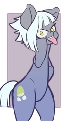 Size: 562x1000 | Tagged: safe, artist:kaikoinu, limestone pie, earth pony, pony, g4, akanbe, bipedal, eyelid pull, female, looking at you, mare, solo, taunting, tongue out