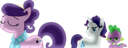 Size: 2151x805 | Tagged: safe, artist:shadymeadow, rarity, spike, suri polomare, g4, barb, description in comments, elusive, female, male, rule 63, simple background, transparent background, vector