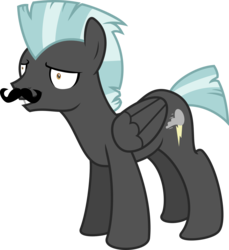 Size: 2902x3175 | Tagged: safe, artist:fonypony, thunderlane, pegasus, pony, g4, derp, high res, male, moustache, simple background, solo, stallion, transparent background, vector, wide eyes