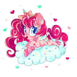 Size: 1000x1000 | Tagged: safe, artist:ipun, oc, oc only, oc:sugar ella, pony, unicorn, blushing, bow, bracelet, female, hair bow, heart, heart eyes, jewelry, looking at you, mare, necklace, open mouth, simple background, smiling, solo, transparent background, wingding eyes
