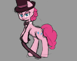 Size: 1356x1080 | Tagged: safe, artist:purpleblackkiwi, pinkie pie, earth pony, pony, g4, cane, female, hat, show, solo, top hat