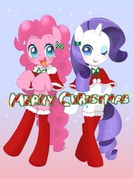 Size: 500x666 | Tagged: safe, artist:puchiko, pinkie pie, rarity, g4, christmas, clothes