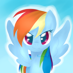 Size: 1000x1000 | Tagged: safe, artist:frostsentry150, part of a set, rainbow dash, g4, female, looking at you, simple background, solo
