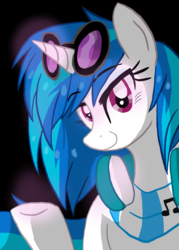 Size: 1250x1750 | Tagged: safe, artist:canisrettmajoris, dj pon-3, vinyl scratch, unicorn, g4, clothes, female, headphones, horn, mare, scarf, solo, vinyl's glasses