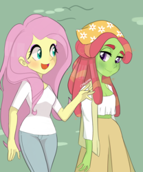 Size: 5000x6000 | Tagged: safe, artist:chibicmps, fluttershy, tree hugger, equestria girls, g4, make new friends but keep discord, absurd resolution, blushing, clothes, duo, equestria girls-ified, female, open mouth, smiling