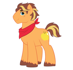 Size: 2100x2000 | Tagged: safe, artist:kianamai, oc, oc only, oc:golden delicious, earth pony, pony, kilalaverse, high res, next generation, offspring, parent:applejack, parent:caramel, parents:carajack, redesign, simple background, solo, white background