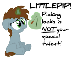 Size: 5000x4000 | Tagged: safe, artist:psalmie, oc, oc only, oc:littlepip, pony, unicorn, fallout equestria, absurd resolution, cute, fanfic, fanfic art, female, filly, filly littlepip, floppy ears, foal, glowing horn, hooves, horn, levitation, magic, pipabetes, screwdriver, simple background, sitting, solo, telekinesis, text, transparent background, younger