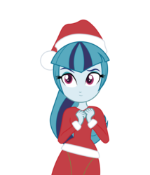 Size: 3000x3500 | Tagged: safe, artist:backgrounduser, sonata dusk, equestria girls, g4, clothes, cute, female, hat, high res, santa costume, santa hat, solo, sonatabetes