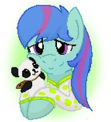 Size: 717x785 | Tagged: safe, artist:edrian, oc, oc only, oc:daydream, panda, adult foal, cute, onesie, pixelated, plushie, solo