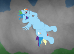 Size: 1037x761 | Tagged: safe, artist:lupin quill, rainbow dash, g4, chubby, cloud, female, solo