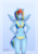 Size: 1450x2048 | Tagged: safe, artist:meltyvixen, rainbow dash, anthro, g4, belly button, bikini, breasts, clothes, female, human facial structure, pony coloring, solo, swimsuit, wonderbolts swimsuit