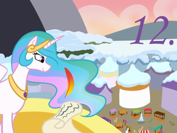 Size: 800x600 | Tagged: safe, artist:mod-named-carot, princess celestia, g4, canterlot, female, quill, scroll, snow, solo