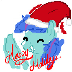 Size: 732x732 | Tagged: safe, artist:edrian, oc, oc only, oc:daydream, avatar, christmas, happy, happy holidays, hat, pixelated, santa hat, solo