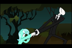 Size: 960x640 | Tagged: safe, artist:harmony studios, lyra heartstrings, pony, unicorn, g4, animated at source, everfree forest, forced, hand, hilarious in hindsight, irony, lanky, long legs, skinny, slenderman, tall, that pony sure does love hands, that pony sure does love humans, thin