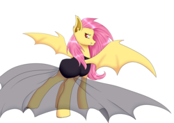 Size: 4092x2893 | Tagged: safe, artist:nalenthi, artist:notenoughapples, fluttershy, bat pony, pony, g4, clothes, collaboration, female, flutterbat, looking back, solo