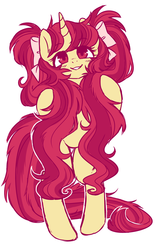 Size: 1200x1920 | Tagged: safe, artist:hawthornss, oc, oc only, oc:seren, oc:seren song, pony, unicorn, bipedal, blushing, hair bow, long hair, long mane, smiling, twintails