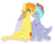 Size: 1024x815 | Tagged: safe, artist:ginja-hime, braeburn, oc, oc:drifter trek, pegasus, pony, g4, blushing, canon x oc, eyes closed, hug, nuzzling, shipping, sitting, smiling, tongue out, underhoof, wat, winghug