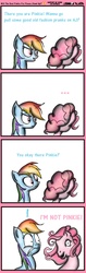 Size: 744x2368 | Tagged: safe, artist:lennonblack, pinkie pie, rainbow dash, g3, g4, too many pinkie pies, ..., comic, exclamation point, g4 to g3, generation leap, horrified, i'm not stu, meme, nightmare fuel, pinkie's silly face, reference, rugrats, shocked, shrunken pupils, uncanny valley