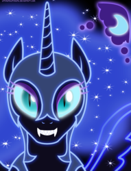 Size: 2424x3176 | Tagged: safe, artist:zantyarz, nightmare moon, g4, female, neon, solo